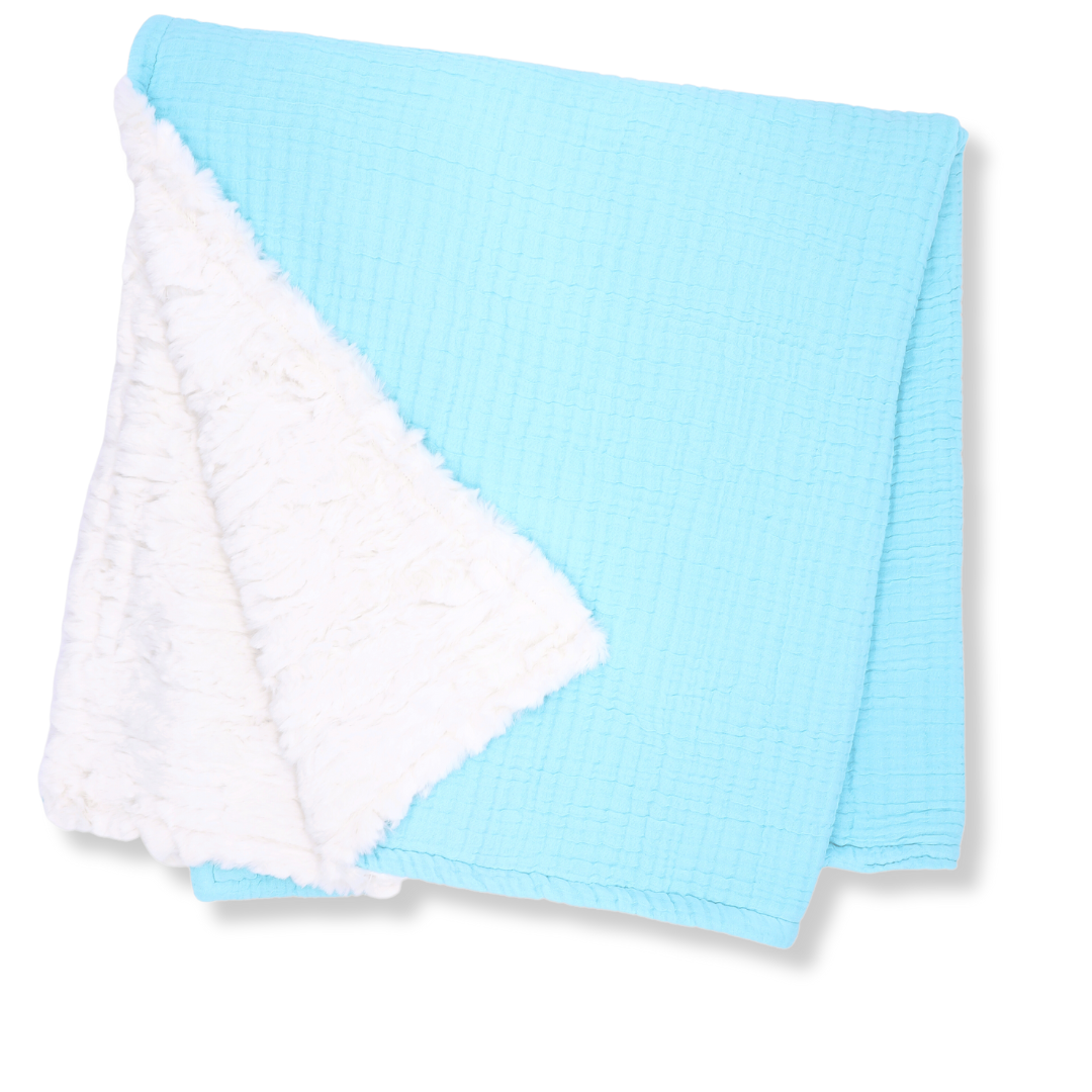 Muslin Minky™ Blanket - Aero Blue | Soft & Cozy Baby Blanket