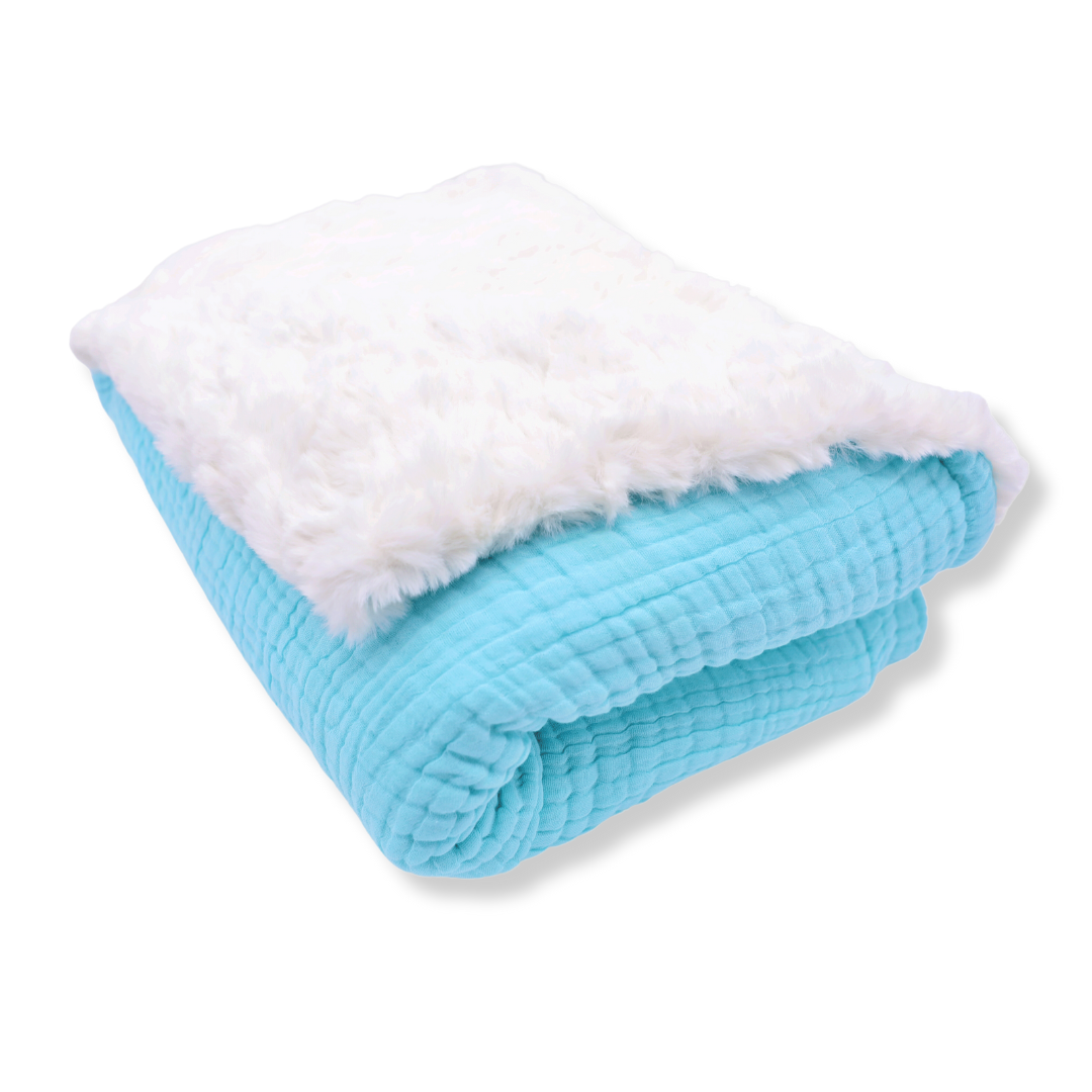 Muslin Minky™ Blanket - Aero Blue | Soft & Cozy Baby Blanket
