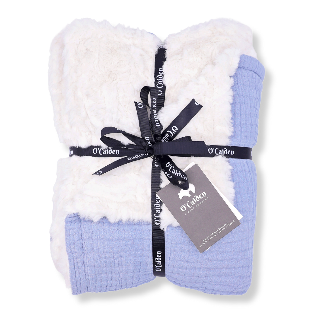 Muslin Minky™ Blanket - Coastal Blue | Soft & Stylish Baby Blanket