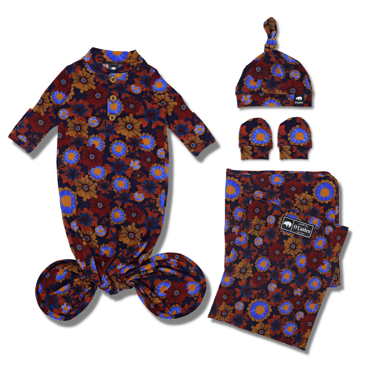 Ajani Newborn Set | Swaddle, Gown, Hat, Mittens & More