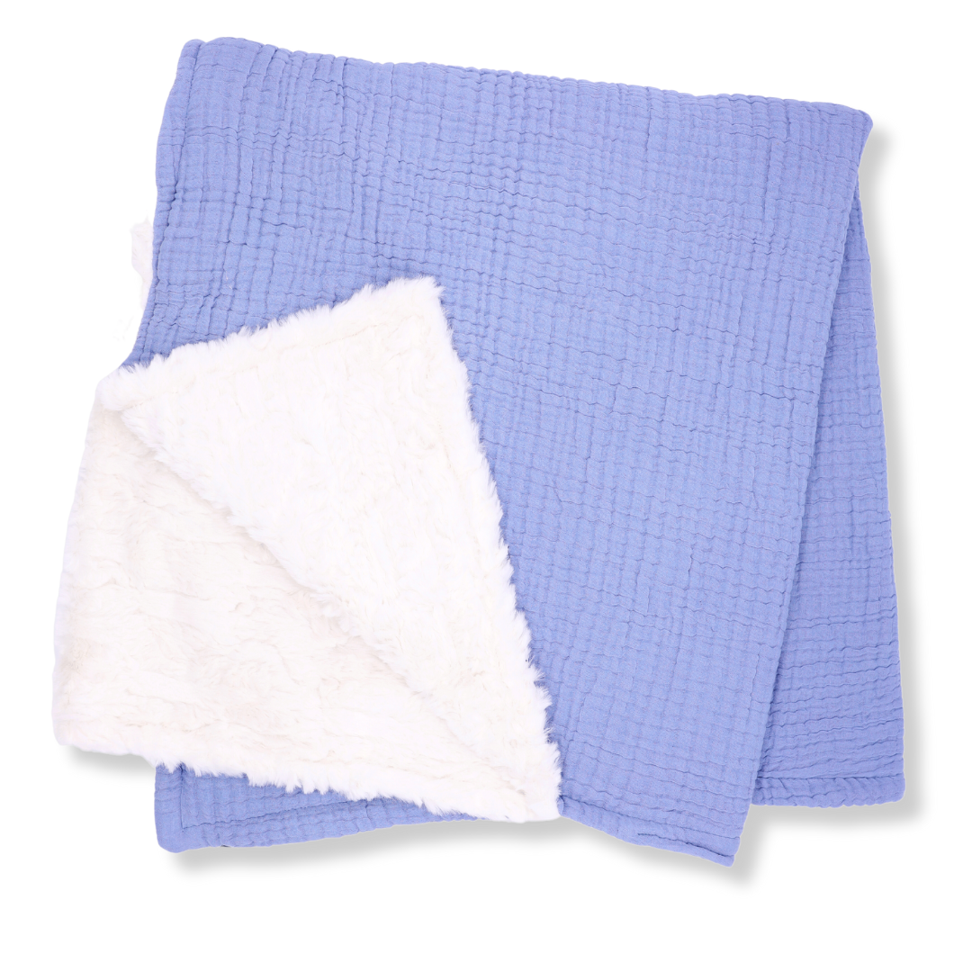 Muslin Minky™ Blanket - Coastal Blue | Soft & Stylish Baby Blanket