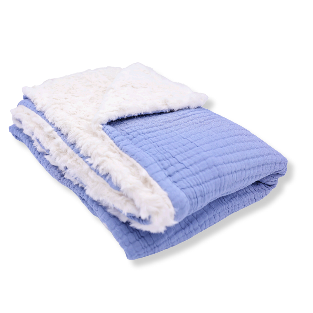 Muslin Minky™ Blanket - Coastal Blue | Soft & Stylish Baby Blanket