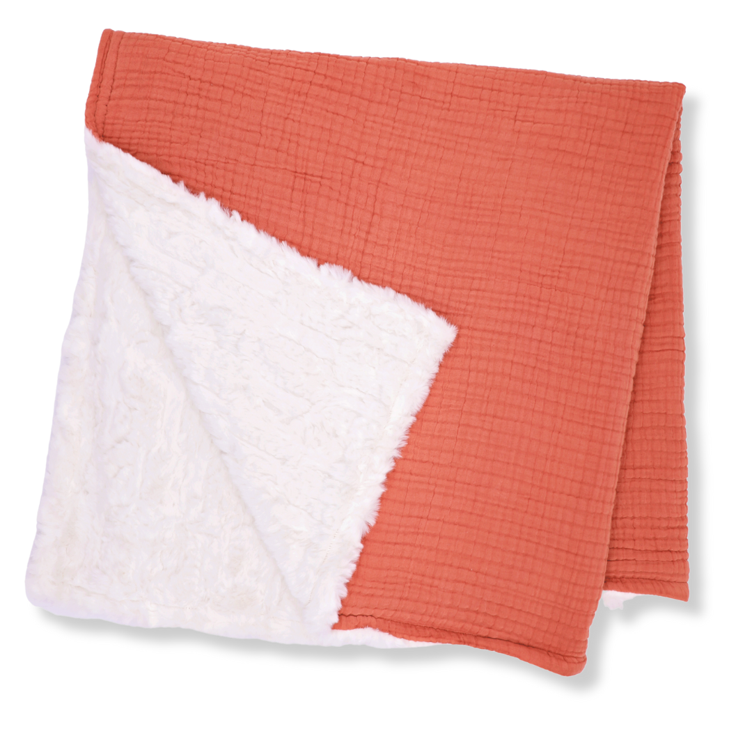 Muslin Minky™ Blanket - Coral | Soft & Cozy Baby Blanket