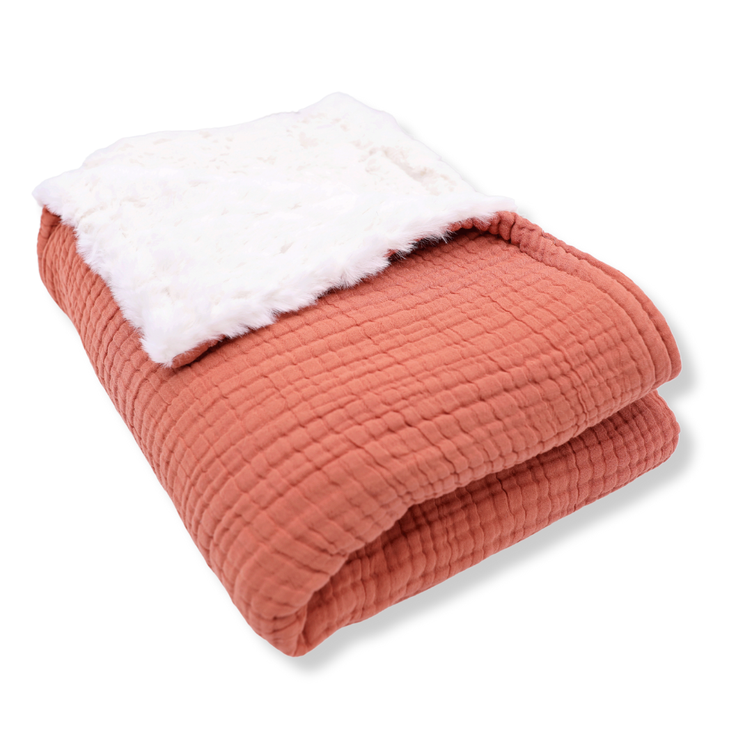 Muslin Minky™ Blanket - Coral | Soft & Cozy Baby Blanket