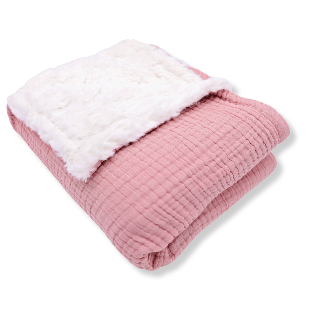 Muslin Minky™ Blanket - Rose | Soft & Elegant Baby Blanket